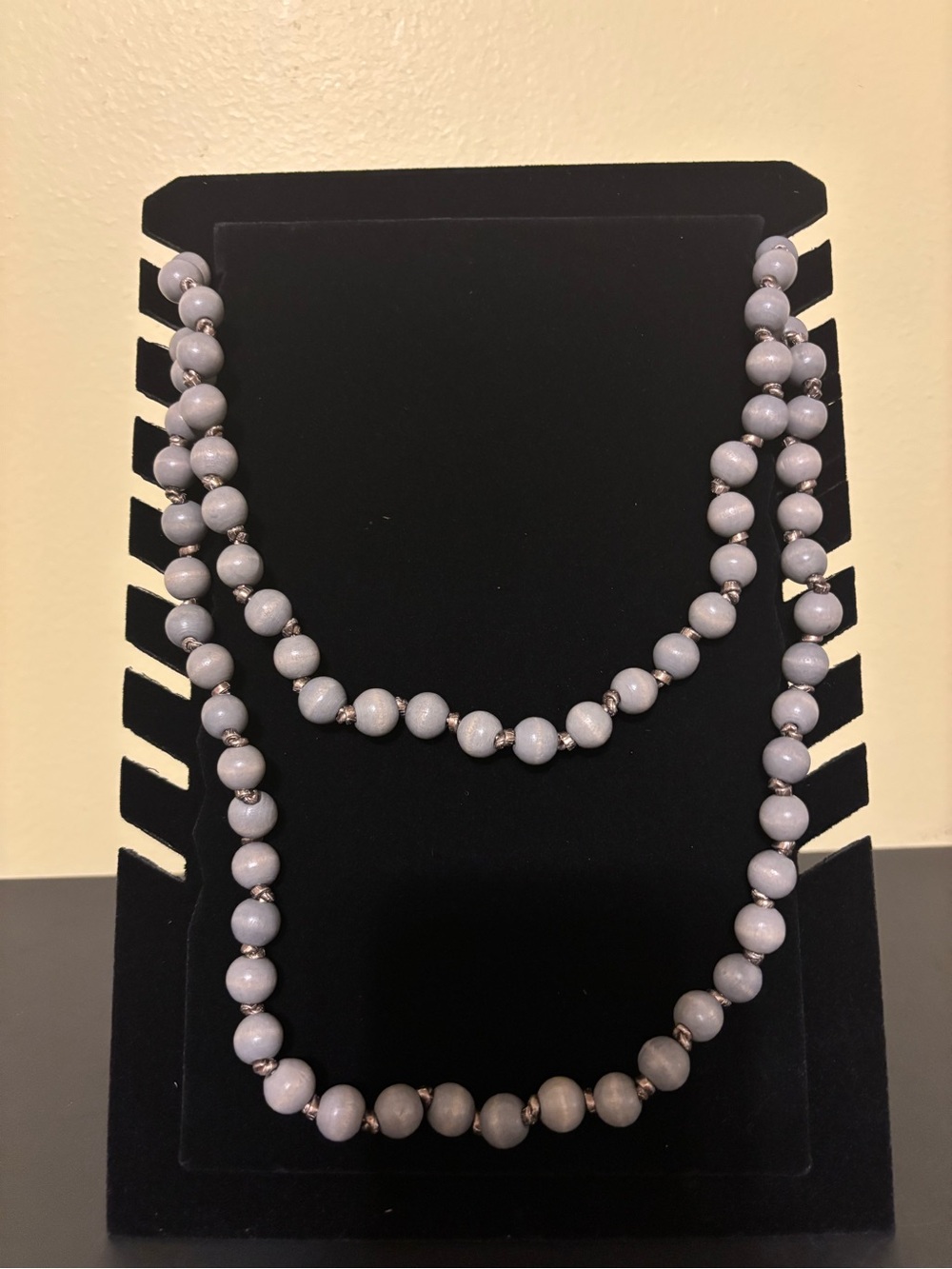 Plunder Gray Beaded Double-Strand Necklace